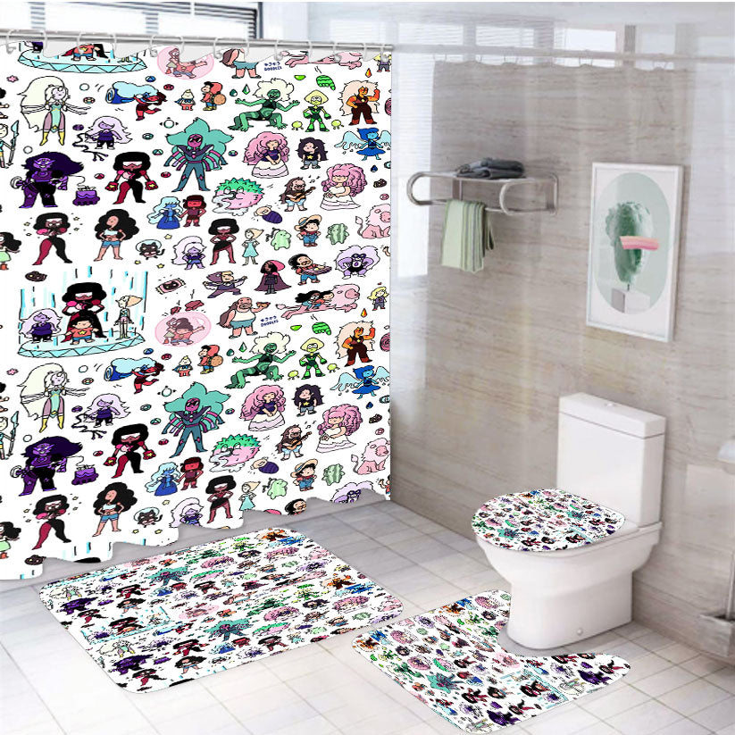 Steven Universe Pattern Wallpaper 4Pcs Bathroom Set Shower Curtain