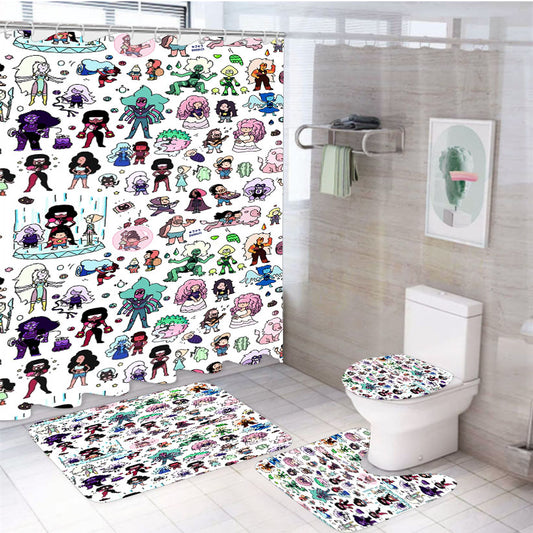 Steven Universe Pattern Wallpaper 4Pcs Bathroom Set Shower Curtain
