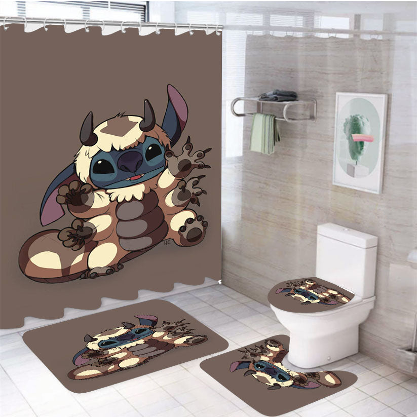 Stitch Avatar Aang Monster Appa 4Pcs Bathroom Set Shower Curtain