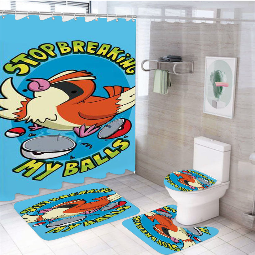 Stop Breaking My Balls Rude Edition 4Pcs Bathroom Set Shower Curtain