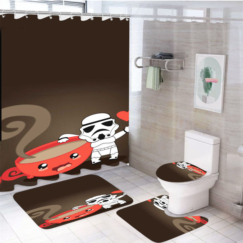 Stormtroopers Loves Coffee 4Pcs Bathroom Set Shower Curtain