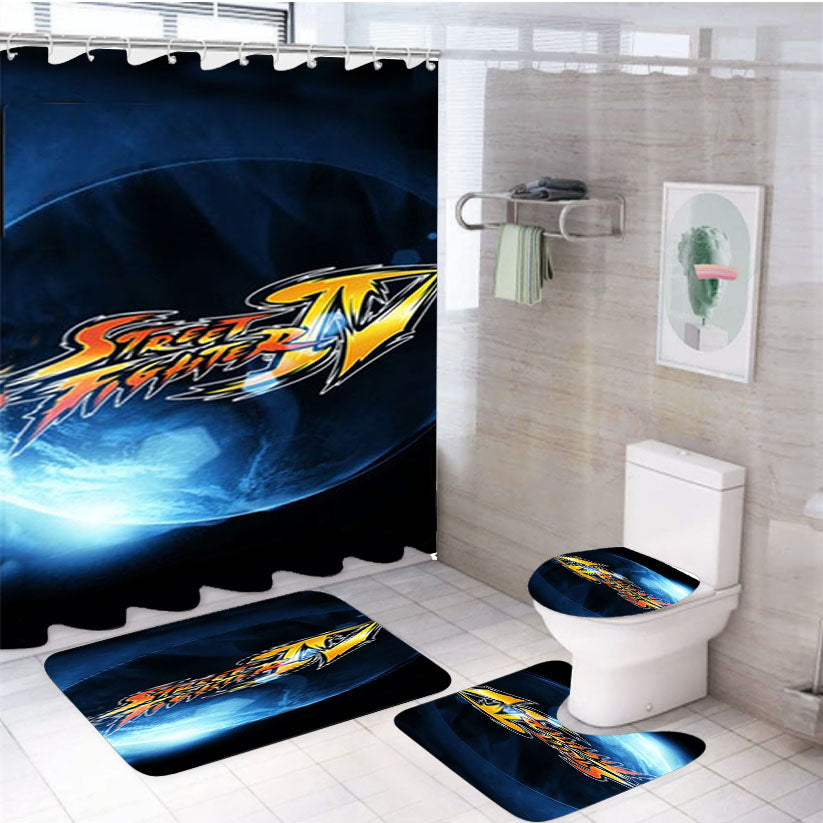 Street Fighter Moon 4Pcs Bathroom Set Shower Curtain