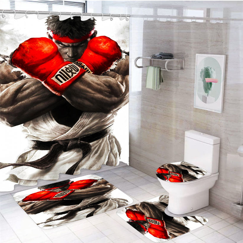 Street Fighter V Ryu 4Pcs Bathroom Set Shower Curtain