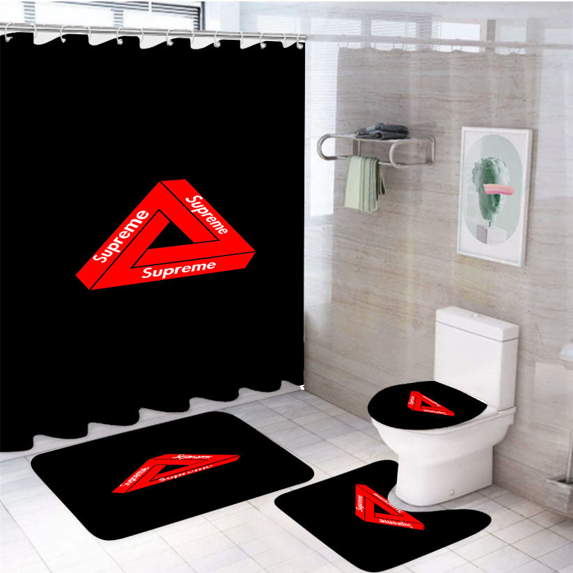 Streetwear Supreme 4Pcs Bathroom Set Shower Curtain