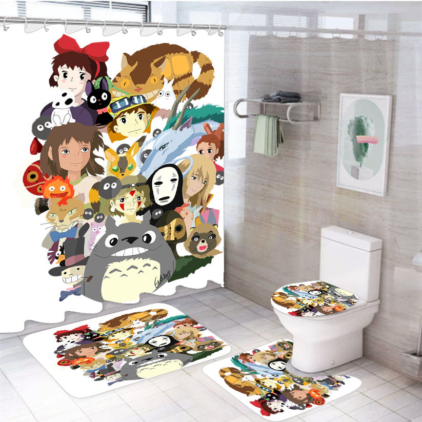 Studio Ghilbli Anime 4Pcs Bathroom Set Shower Curtain