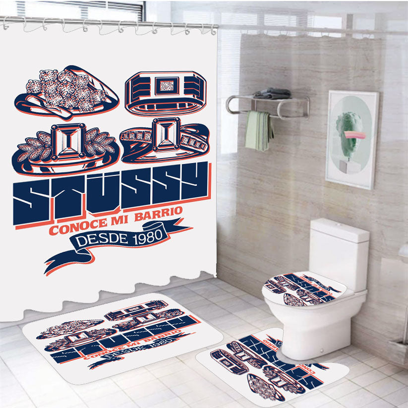 Stussy Conoce Mi Barrio 4Pcs Bathroom Set Shower Curtain