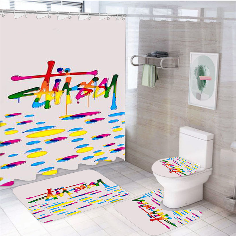 Stussy Drops Of Paint 4Pcs Bathroom Set Shower Curtain