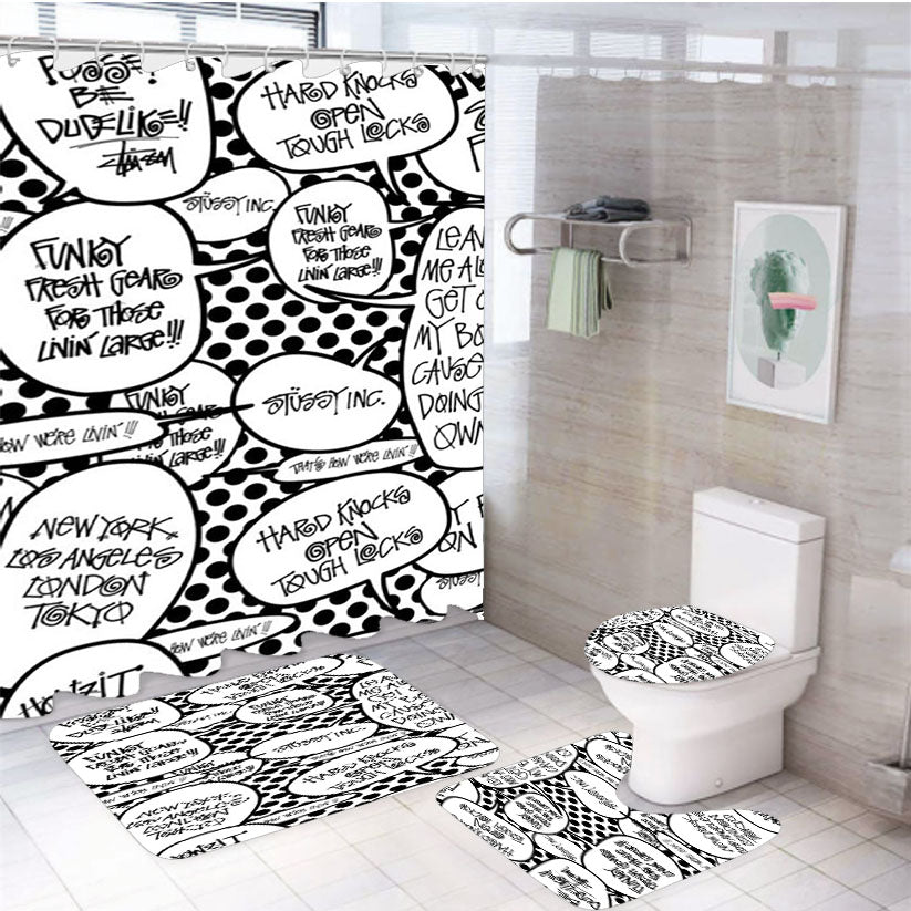 Stussy Inc 4Pcs Bathroom Set Shower Curtain