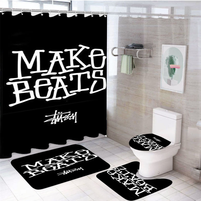Stussy Make Beats 4Pcs Bathroom Set Shower Curtain