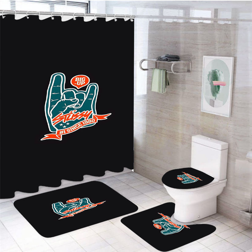 Stussy Wallpaper Icons 4Pcs Bathroom Set Shower Curtain