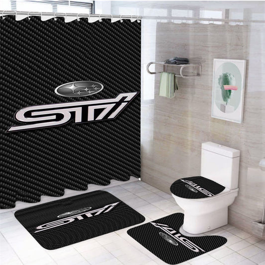 Subaru Sti Logo 4Pcs Bathroom Set Shower Curtain