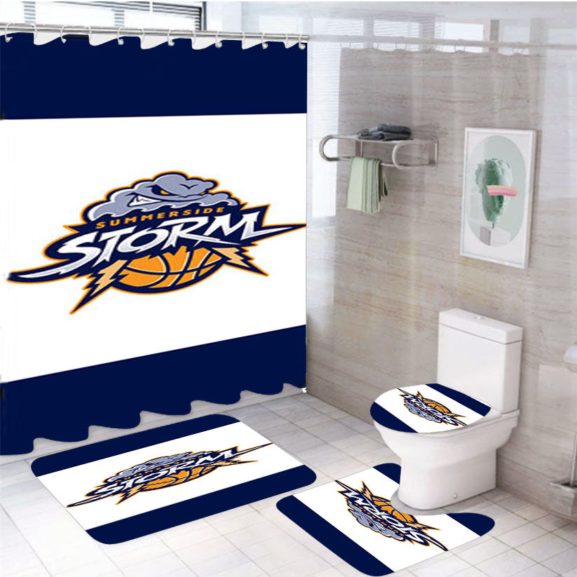 Summerside Blue Storm 4Pcs Bathroom Set Shower Curtain