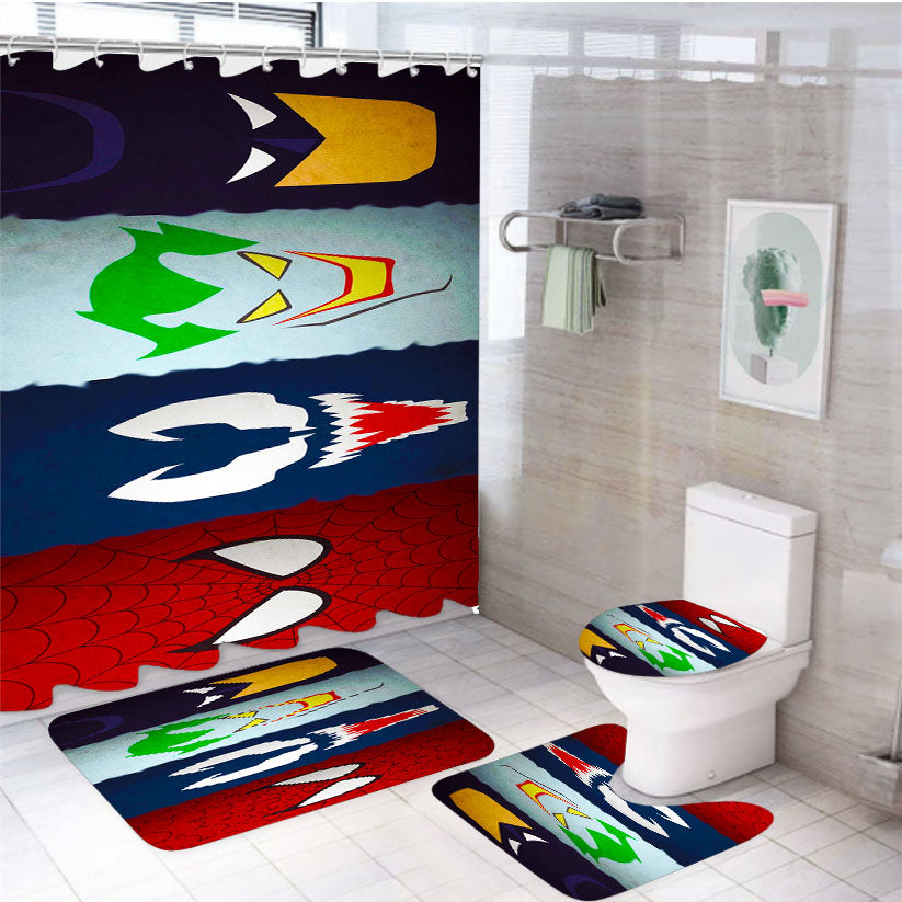 Super Heroes Dc Marvel 4Pcs Bathroom Set Shower Curtain