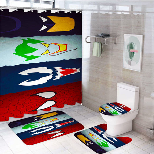 Super Heroes Dc Marvel 4Pcs Bathroom Set Shower Curtain