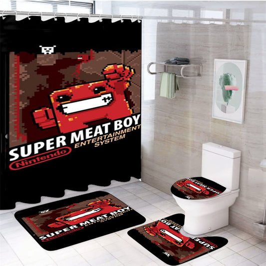 Super Meat Boy Game 4Pcs Bathroom Set Shower Curtain