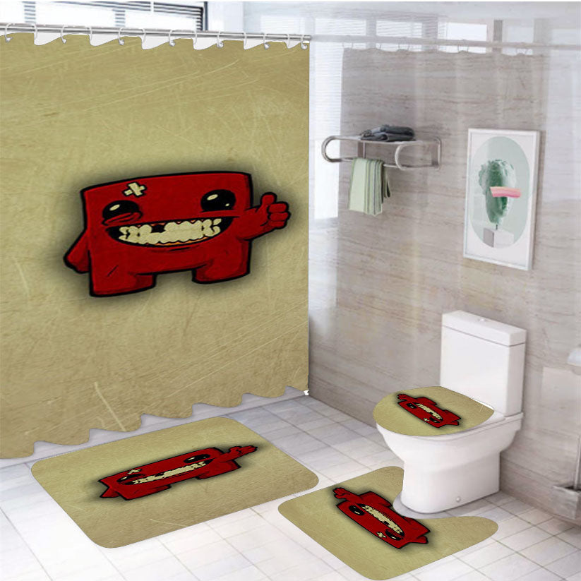 Super Meat Boy Ok 4Pcs Bathroom Set Shower Curtain