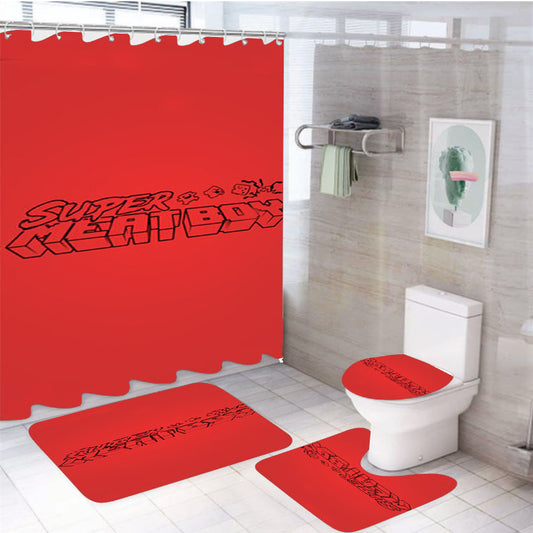 Super Meat Boy Text 4Pcs Bathroom Set Shower Curtain