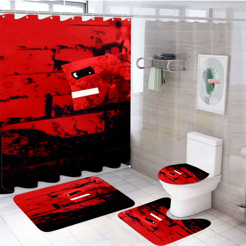 Super Meat Boy Texture 4Pcs Bathroom Set Shower Curtain