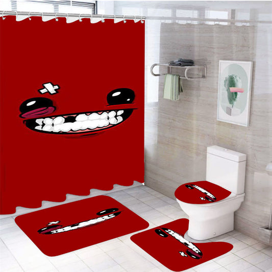 Super Meat Boy Tooth 4Pcs Bathroom Set Shower Curtain