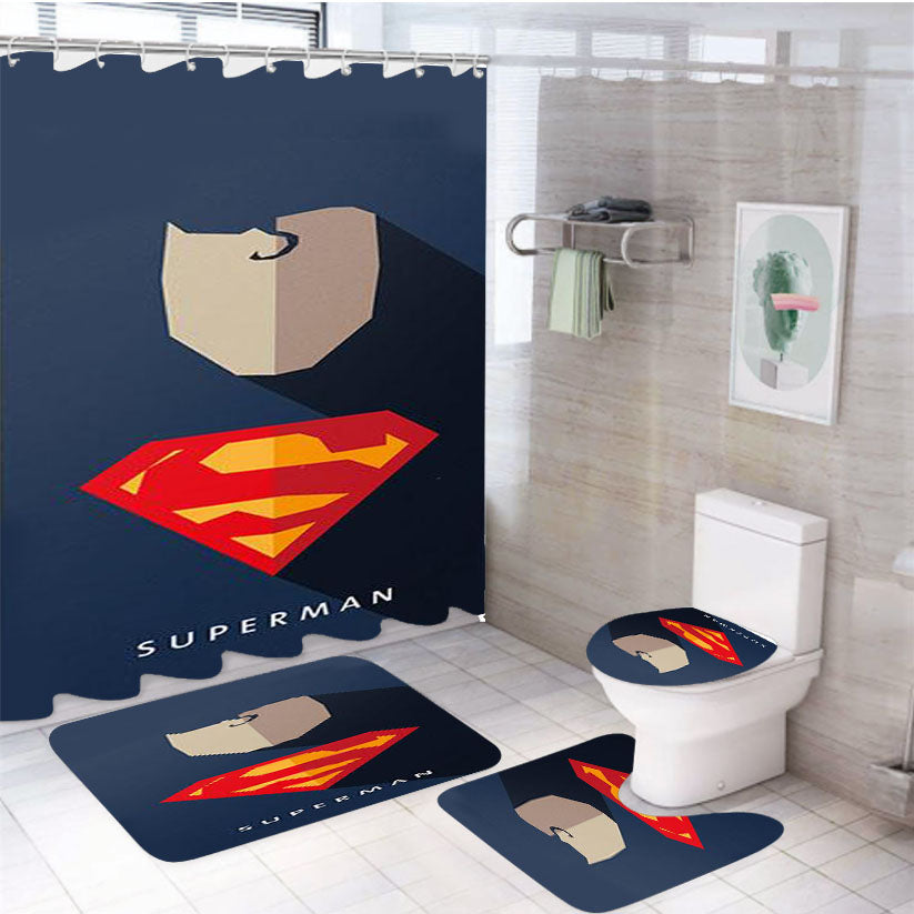 Superhero Superman 4Pcs Bathroom Set Shower Curtain