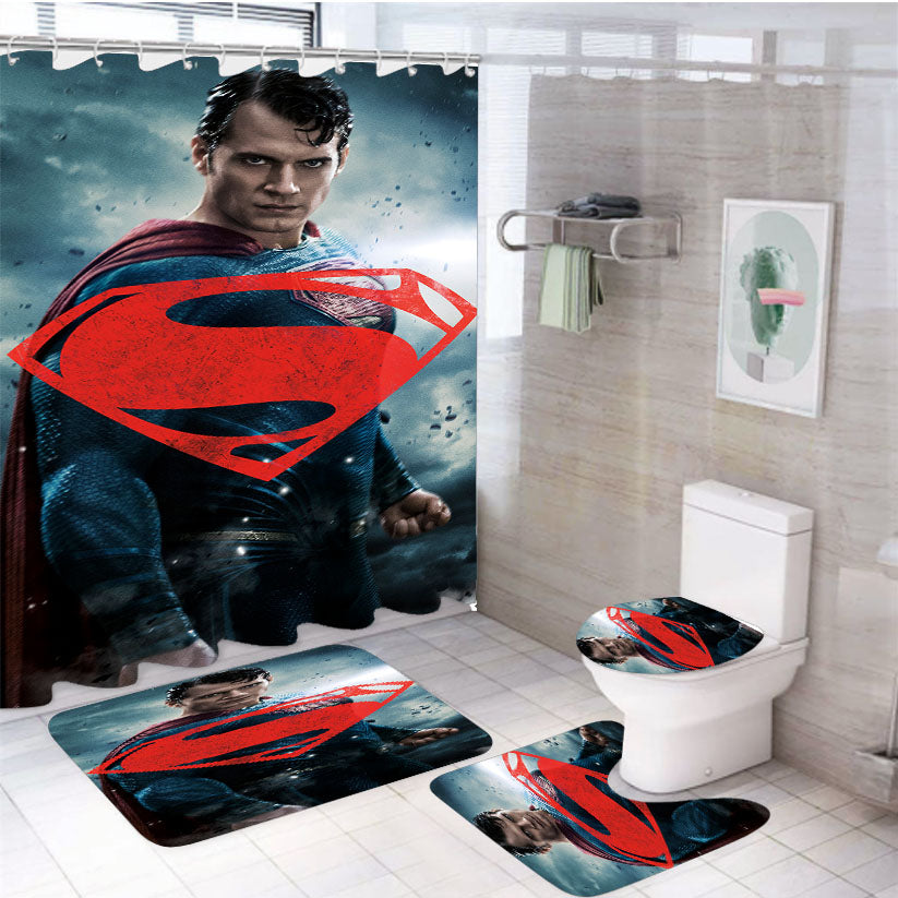 Superman Poster 4Pcs Bathroom Set Shower Curtain