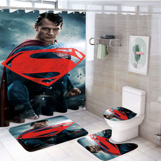 Superman Poster 4Pcs Bathroom Set Shower Curtain