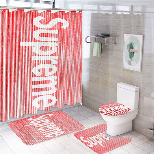 Supreme 4Pcs Bathroom Set Shower Curtain
