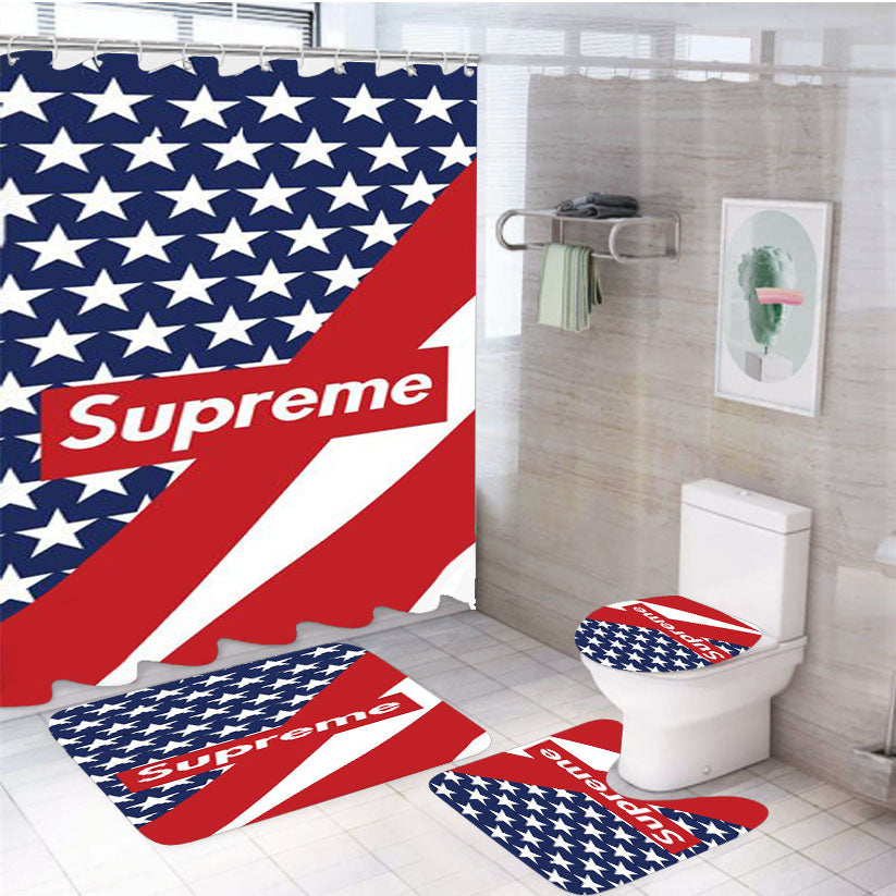 Supreme American Flag 4Pcs Bathroom Set Shower Curtain
