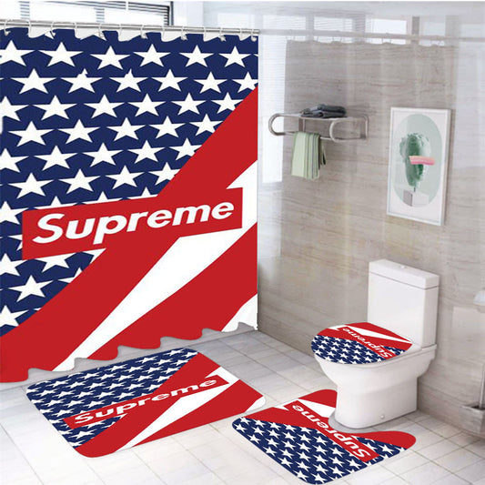 Supreme American Flag 4Pcs Bathroom Set Shower Curtain