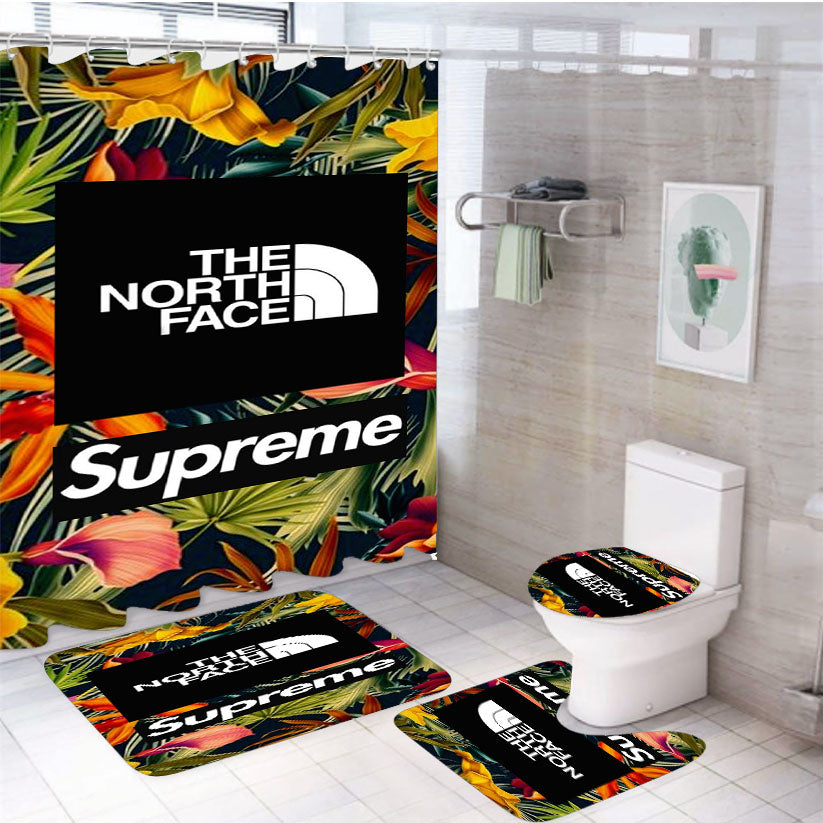 Supreme And The North Face 4Pcs Bathroom Set Shower Curtain