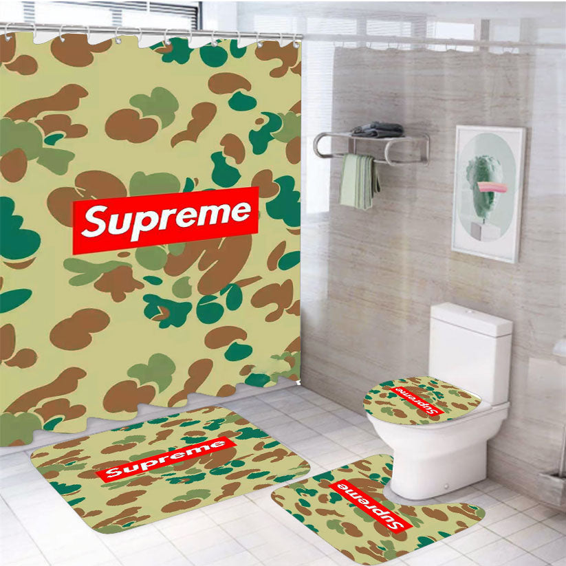 Supreme Army 4Pcs Bathroom Set Shower Curtain