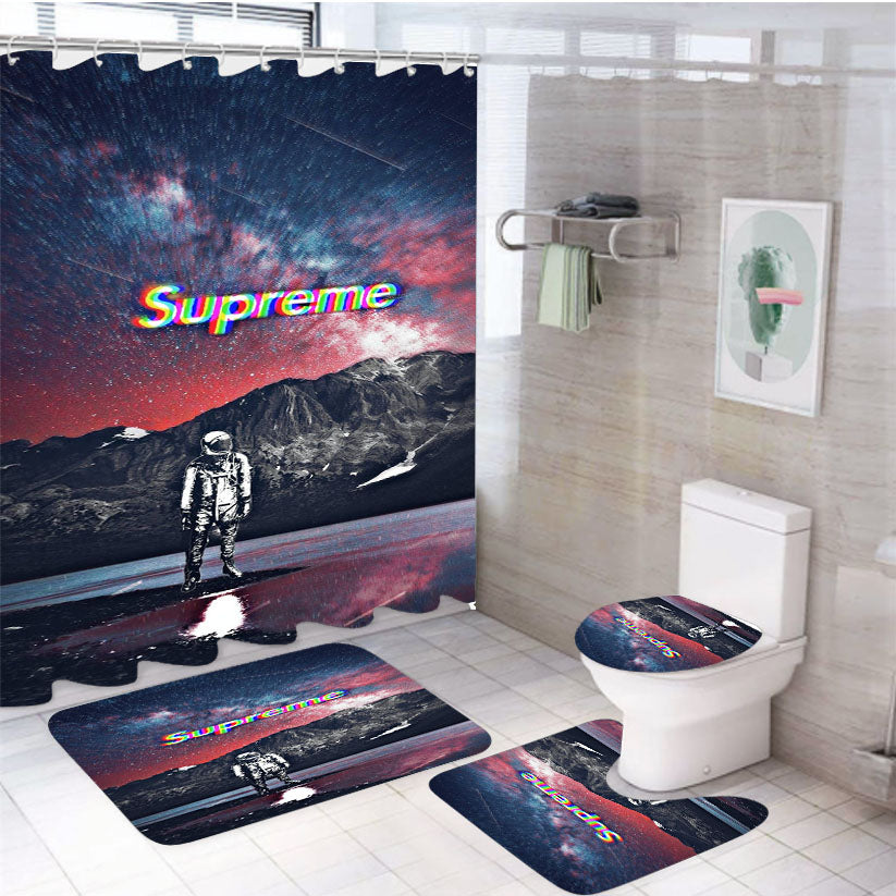 Supreme Astronaut 4Pcs Bathroom Set Shower Curtain