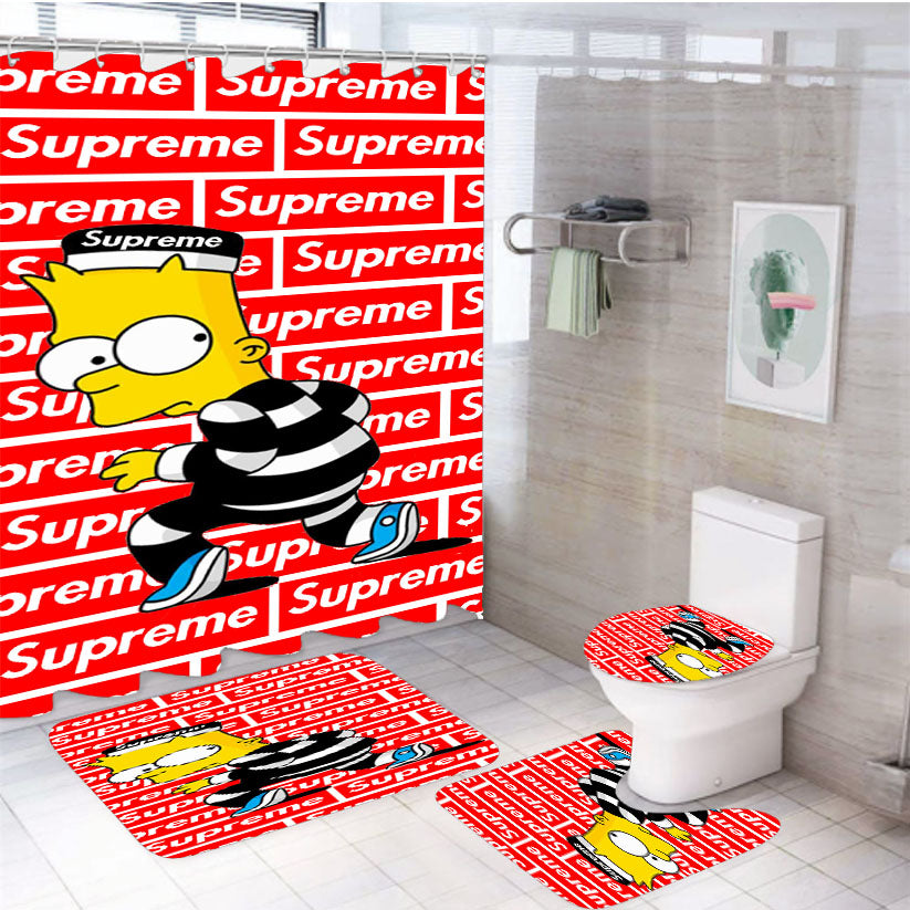 Supreme Bat 4Pcs Bathroom Set Shower Curtain