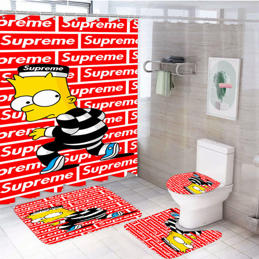 Supreme Bat 4Pcs Bathroom Set Shower Curtain