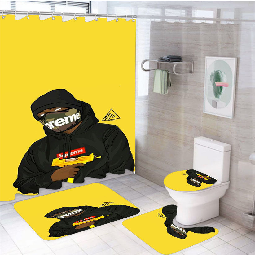 Supreme Best 15 4Pcs Bathroom Set Shower Curtain