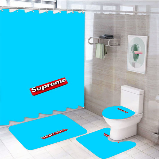 Supreme Box 4Pcs Bathroom Set Shower Curtain