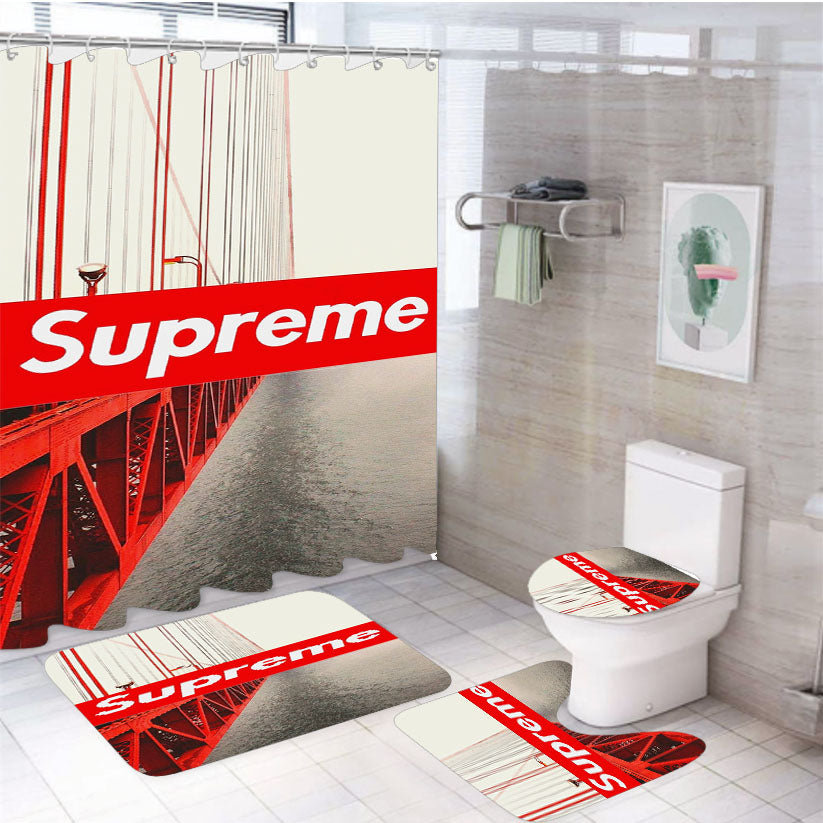 Supreme Bridge 4Pcs Bathroom Set Shower Curtain