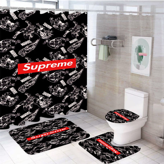 Supreme Bw Marvel Superheroes 4Pcs Bathroom Set Shower Curtain