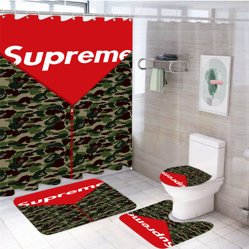 Supreme Camo 4Pcs Bathroom Set Shower Curtain