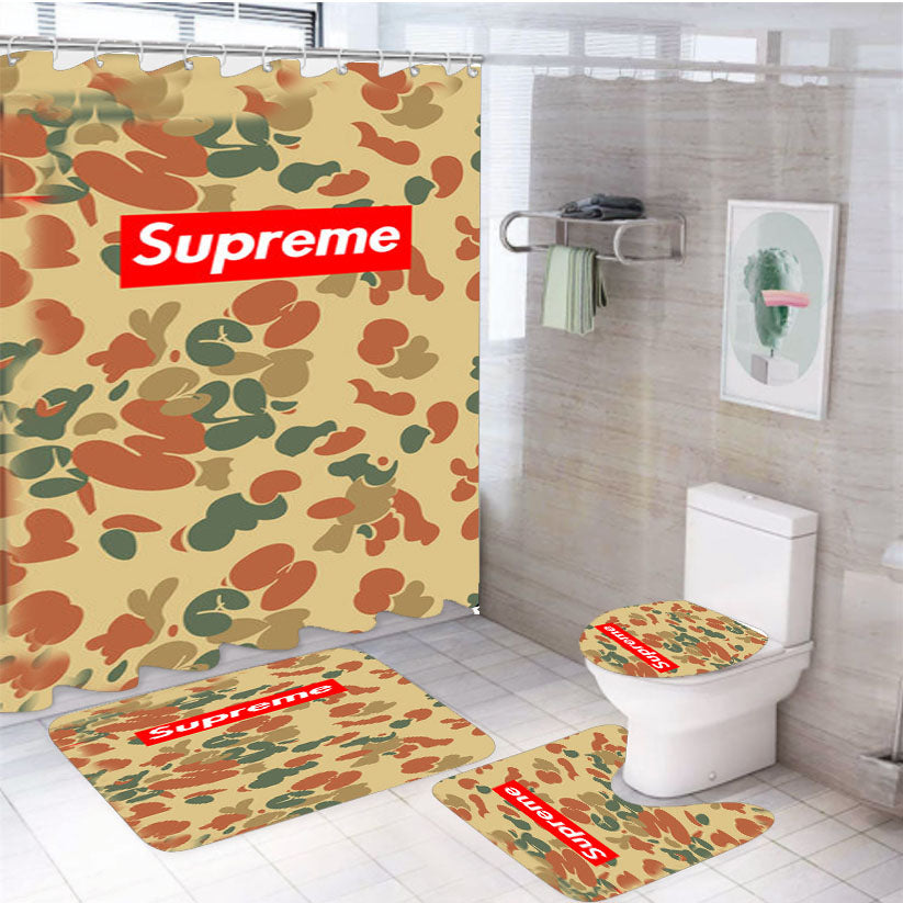 Supreme Camo Vertical 4Pcs Bathroom Set Shower Curtain
