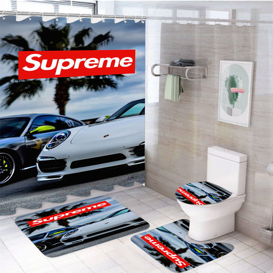 Supreme Car 4Pcs Bathroom Set Shower Curtain