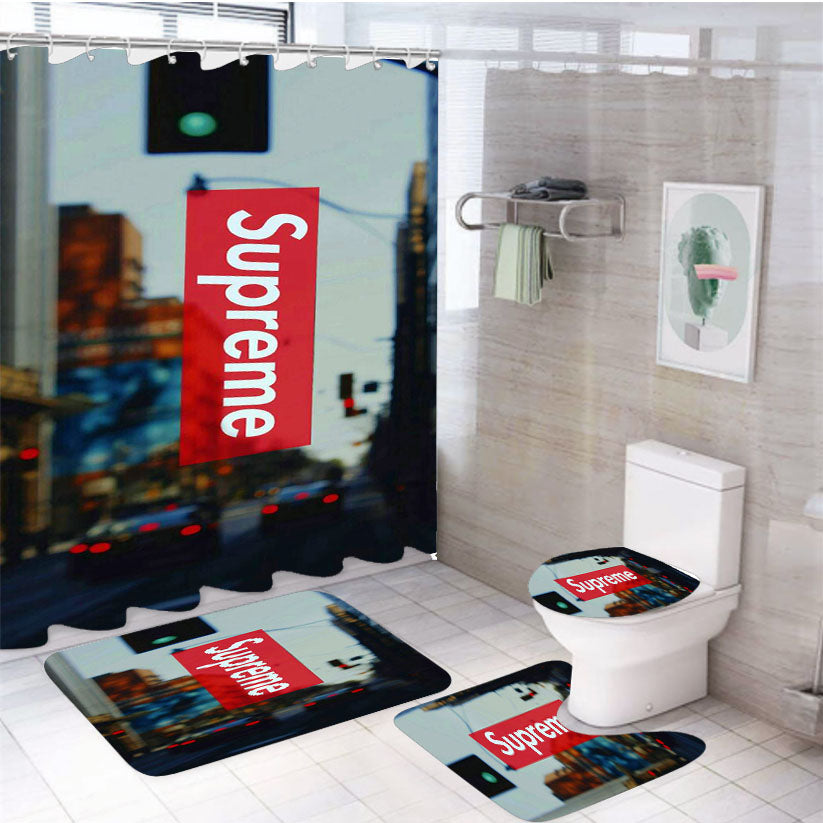 Supreme City 4Pcs Bathroom Set Shower Curtain