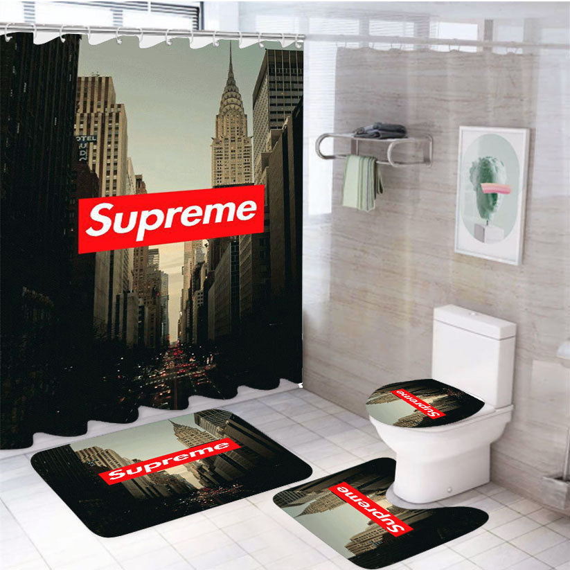 Supreme City Art Best Photo 4Pcs Bathroom Set Shower Curtain