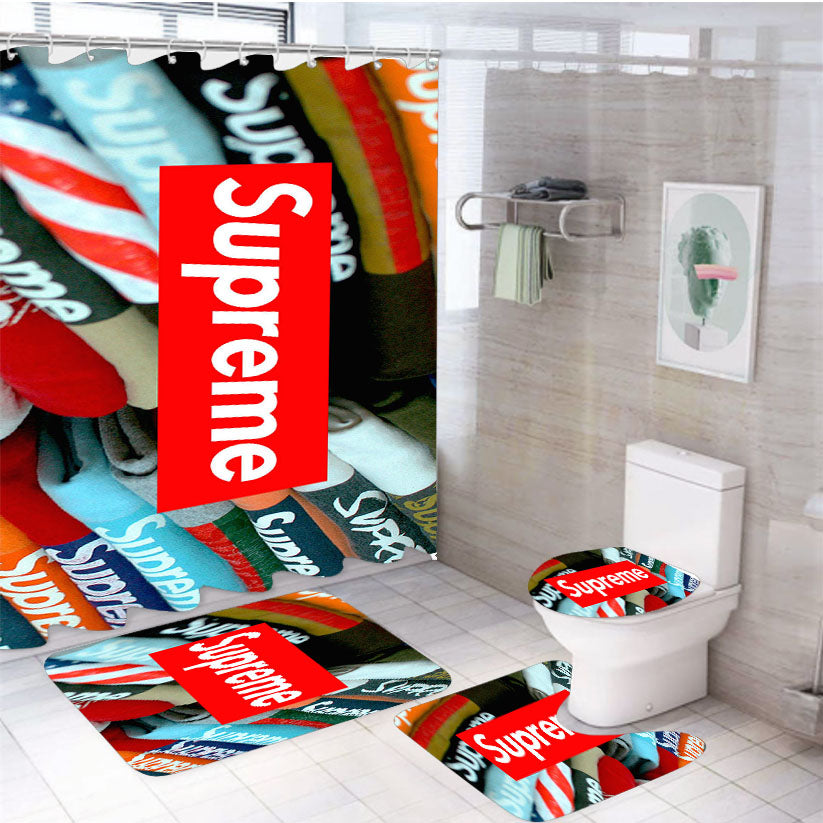 Supreme Clothing 4Pcs Bathroom Set Shower Curtain