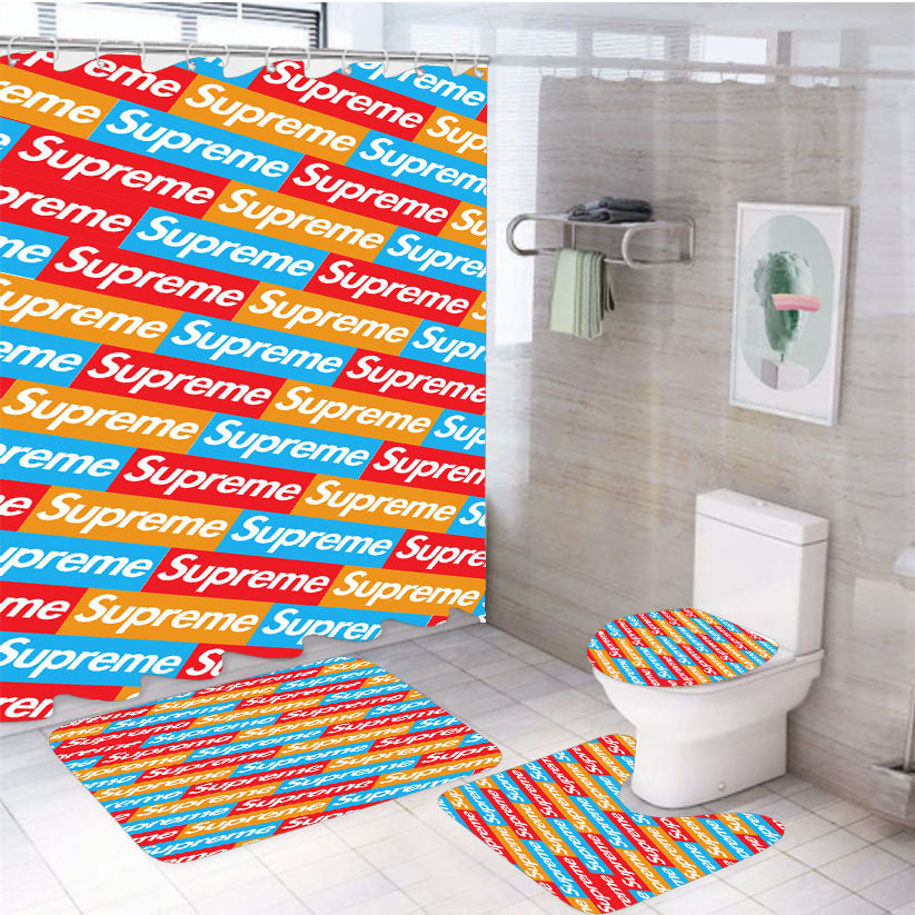 Supreme Color 4Pcs Bathroom Set Shower Curtain