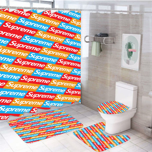 Supreme Color 4Pcs Bathroom Set Shower Curtain