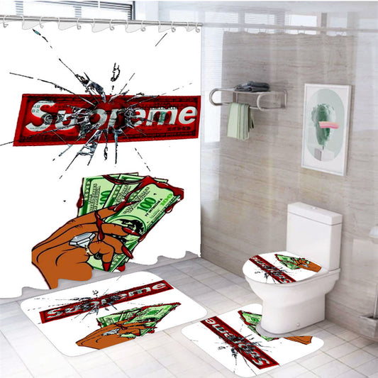 Supreme Dolar Blink Miror 4Pcs Bathroom Set Shower Curtain