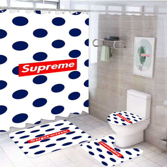 Supreme Dots 4Pcs Bathroom Set Shower Curtain