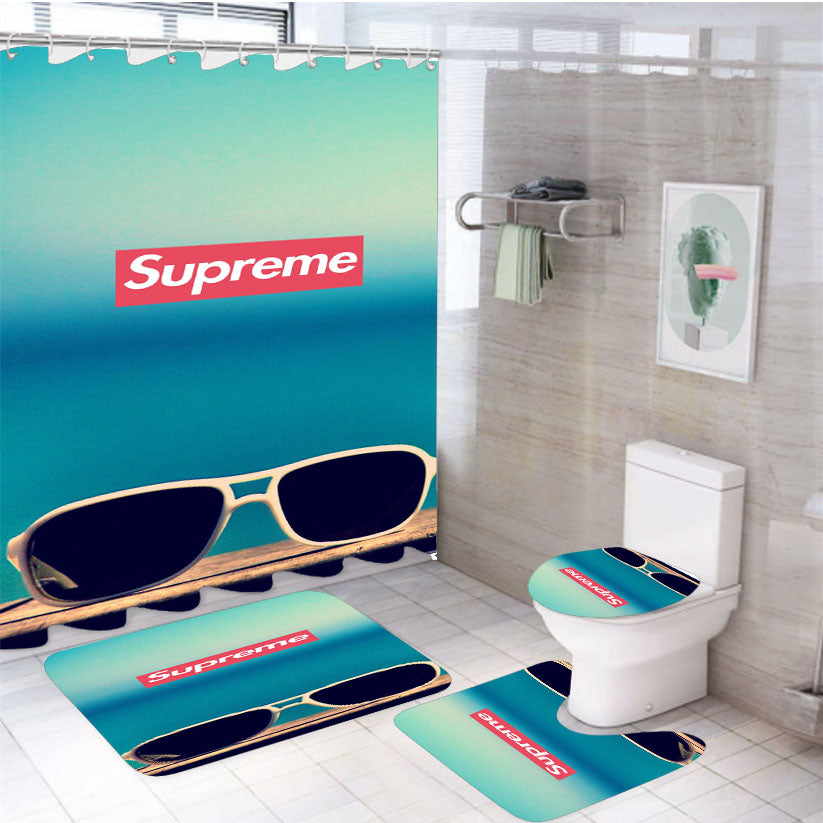 Supreme Eyeglasses 4Pcs Bathroom Set Shower Curtain