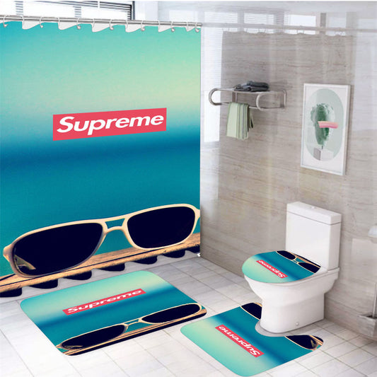 Supreme Eyeglasses 4Pcs Bathroom Set Shower Curtain